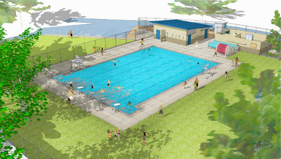 Rendering of redesign of Ambrose Park pool. 