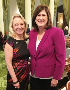 Collette Carroll with Assemblywoman Susan Bonilla on Assembly floor, Monday, March 14, 2016. courtesy of Susan Bonilla's Facebook page.