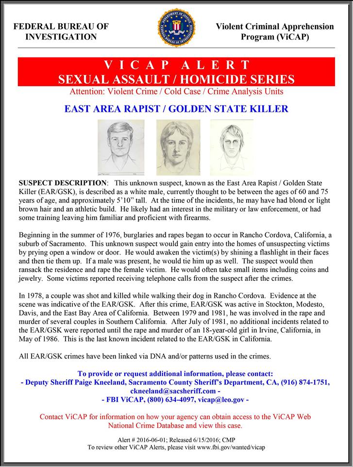 East Area Rapist - Golden State Killer flyer