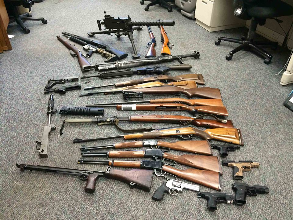 A machine gun was among the many guns seized from a home in Crockett by the Contra Costa Sheriffs CASE team in a May raid.