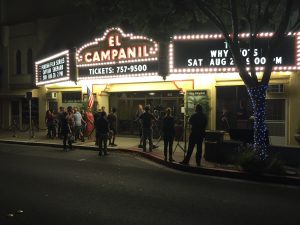 Shooting outside scenes at El Campanil Theatre.