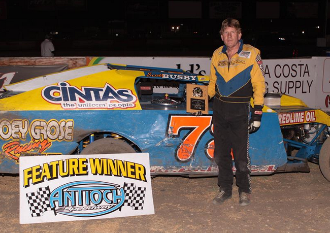 Scott Busby's #73 division record 65th career A Modified feature win was worth $1,500. Busby now has 71 career wins, which leaves him one win behind speedway legend J.D. Willis for the lead on the all time list. Photo by Paul Gould