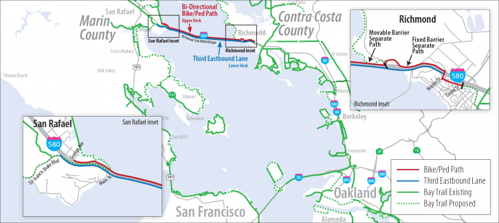Location and highlights of the Richmond-San Rafael Bridge access improvements. Credit: Peter Beeler