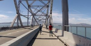 Artist's rendering of the planned bicycle/pedestrian path on the Richmond-San Rafael Bridge. courtesy of MTC.